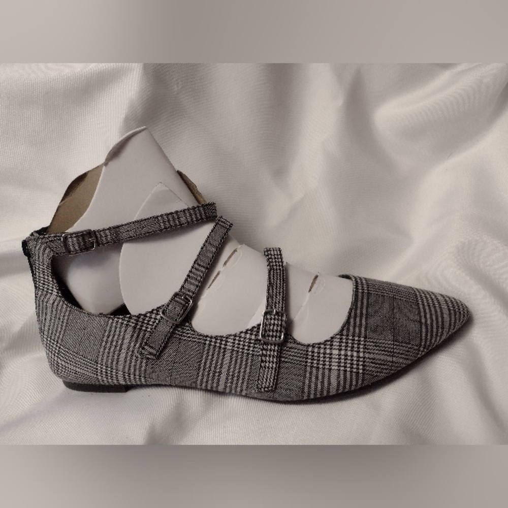 NWT Torrid pixie flats strappy sandal black white gingham fairycore cosplay goth